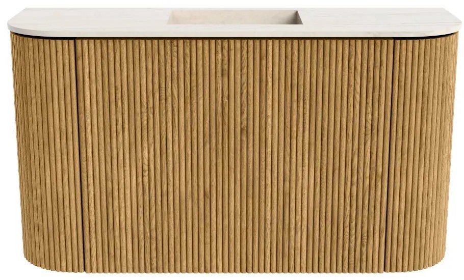 Mondiaz Joya DLux 75cm toiletmeubel ronding links/rechts oak met wastafel faye midden zonder kraangat meli