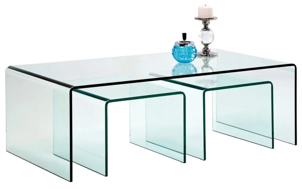 Kare Design Clear Club Glazen Salontafel Set 3-delig - 90 X 50cm.