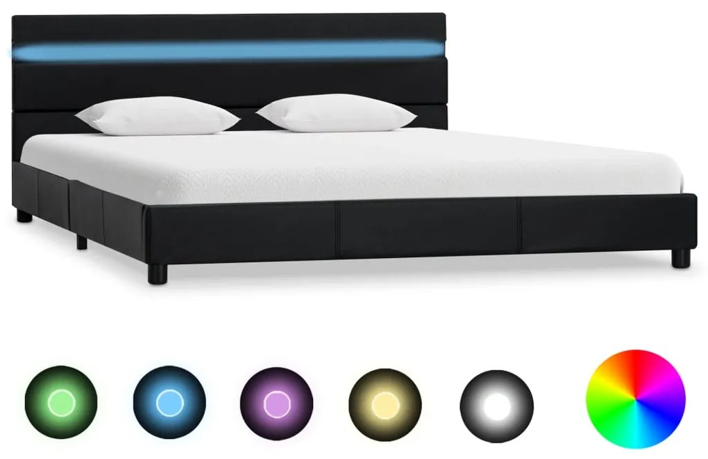 vidaXL Bedframe met LED kunstleer zwart 160x200 cm