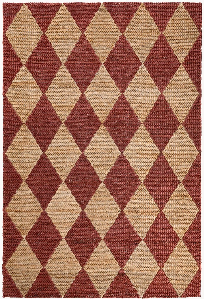 Handgeweven plat juten vloerkleed Effie Diamond