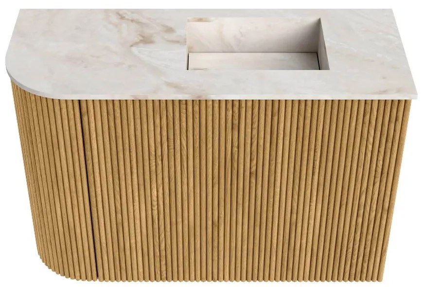 Mondiaz Joya DLux 60cm toiletmeubel ronding links oak met wastafel faye rechts 1 kraangat frappe