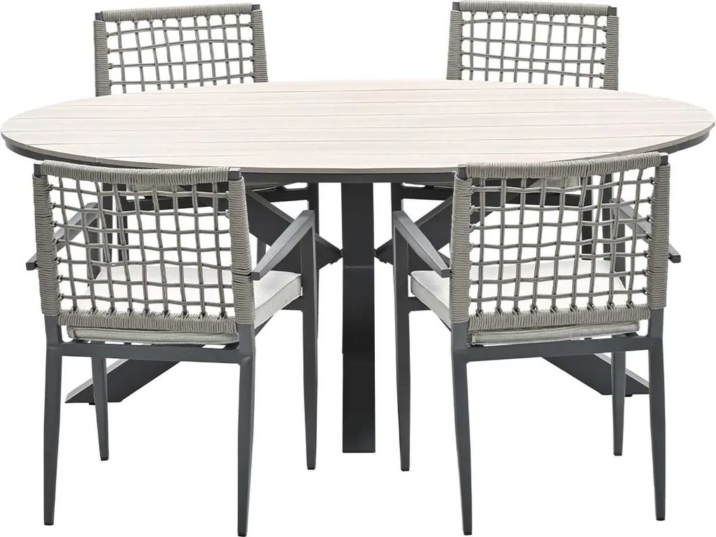 Garden Impressions Burela tuinset 5-delig - Tulli tuintafel 180x115xH75 cm