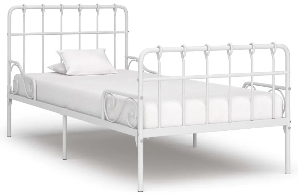 vidaXL Bedframe met lattenbodem metaal wit 90x200 cm