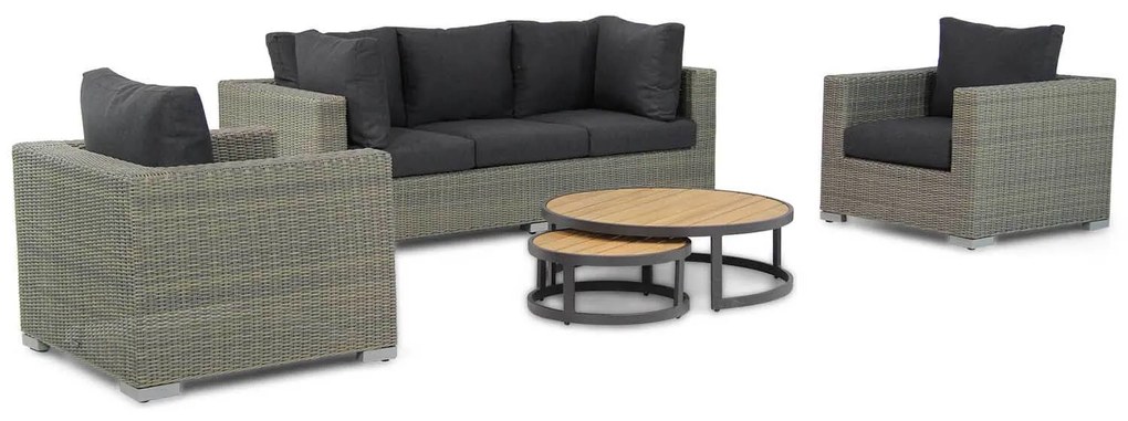 Stoel en Bank Loungeset 5 personen Wicker Taupe  Garden Collections Toronto/Westfield