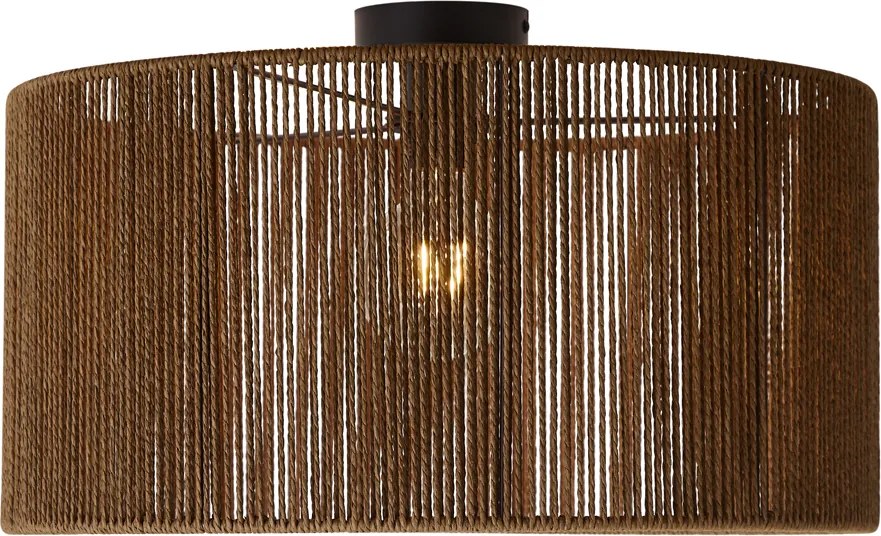 Plafondlamp zwart met bruine papieren kap 50/50/25 - Cyl