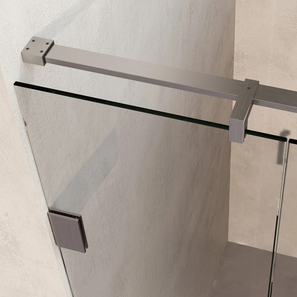 Brauer Void Carving profielloze nisdeur 100cm met draaideur 60cm aan muur RVS geborsteld PVD