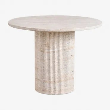 Ronde Eettafel Ø100 Cm In Cement Look Travertin Velia Look Travertino - Sklum