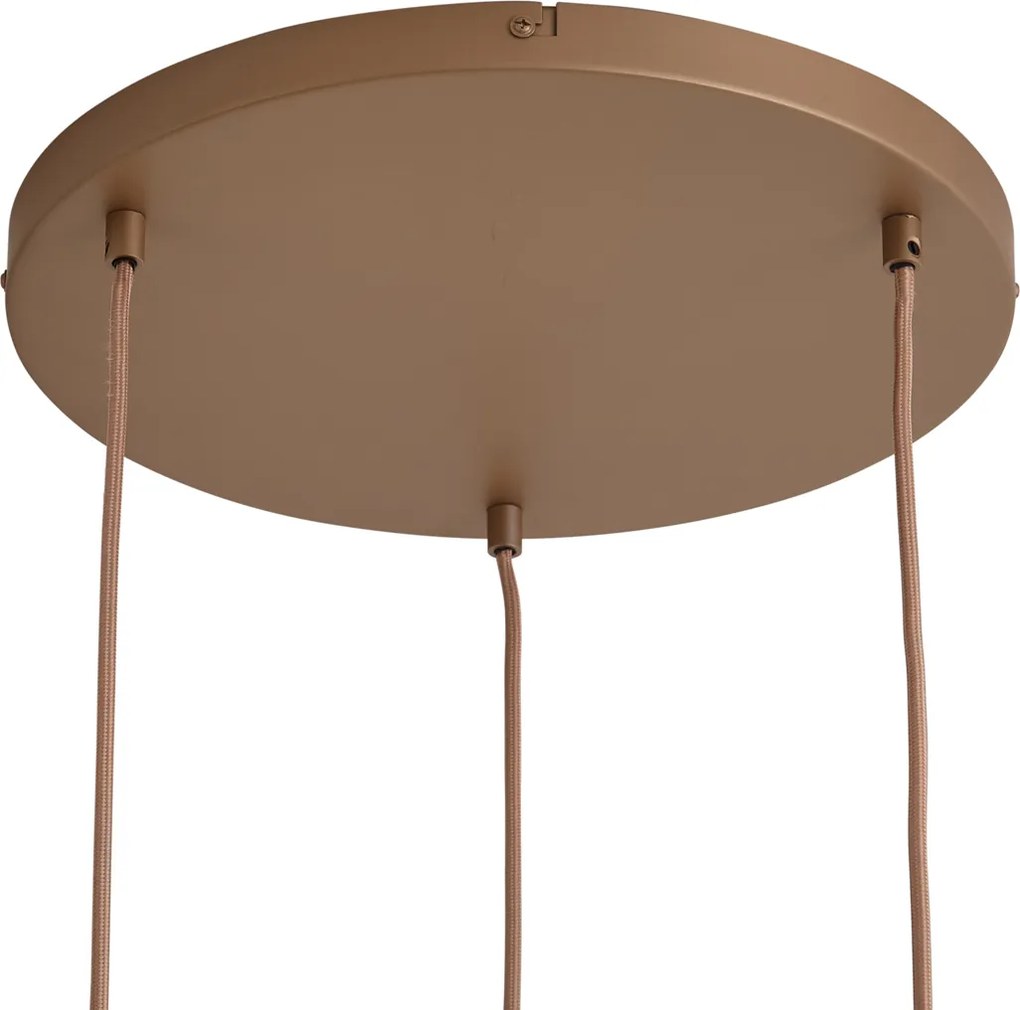 Retro hanglamp donker brons met amber kap 3-lichts - Smokey