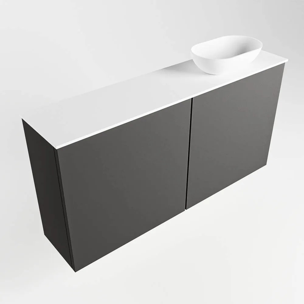 Mondiaz Fowy toiletmeubel 100cm dark grey met witte waskom rechts en kraangat