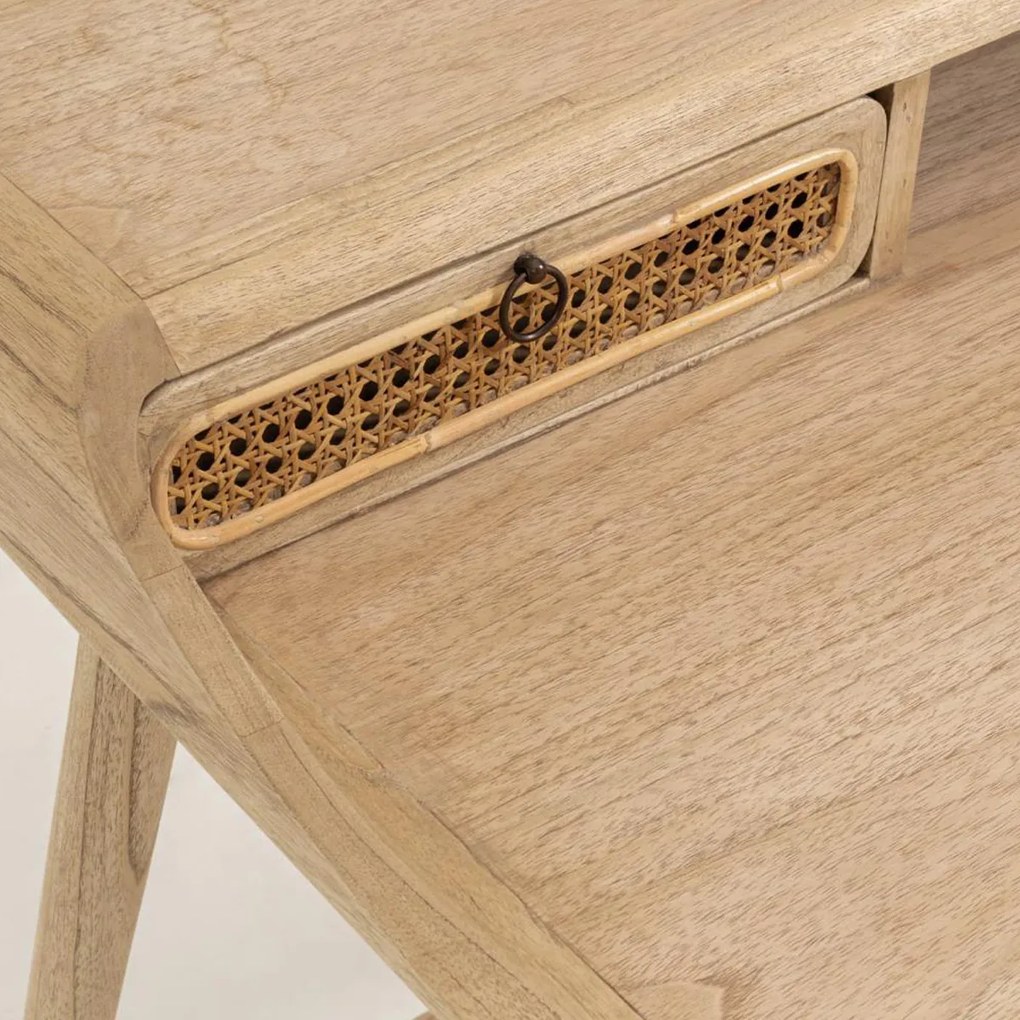 Kave Home Nalu Houten Bureau Met Webbing - 110 X 60cm.