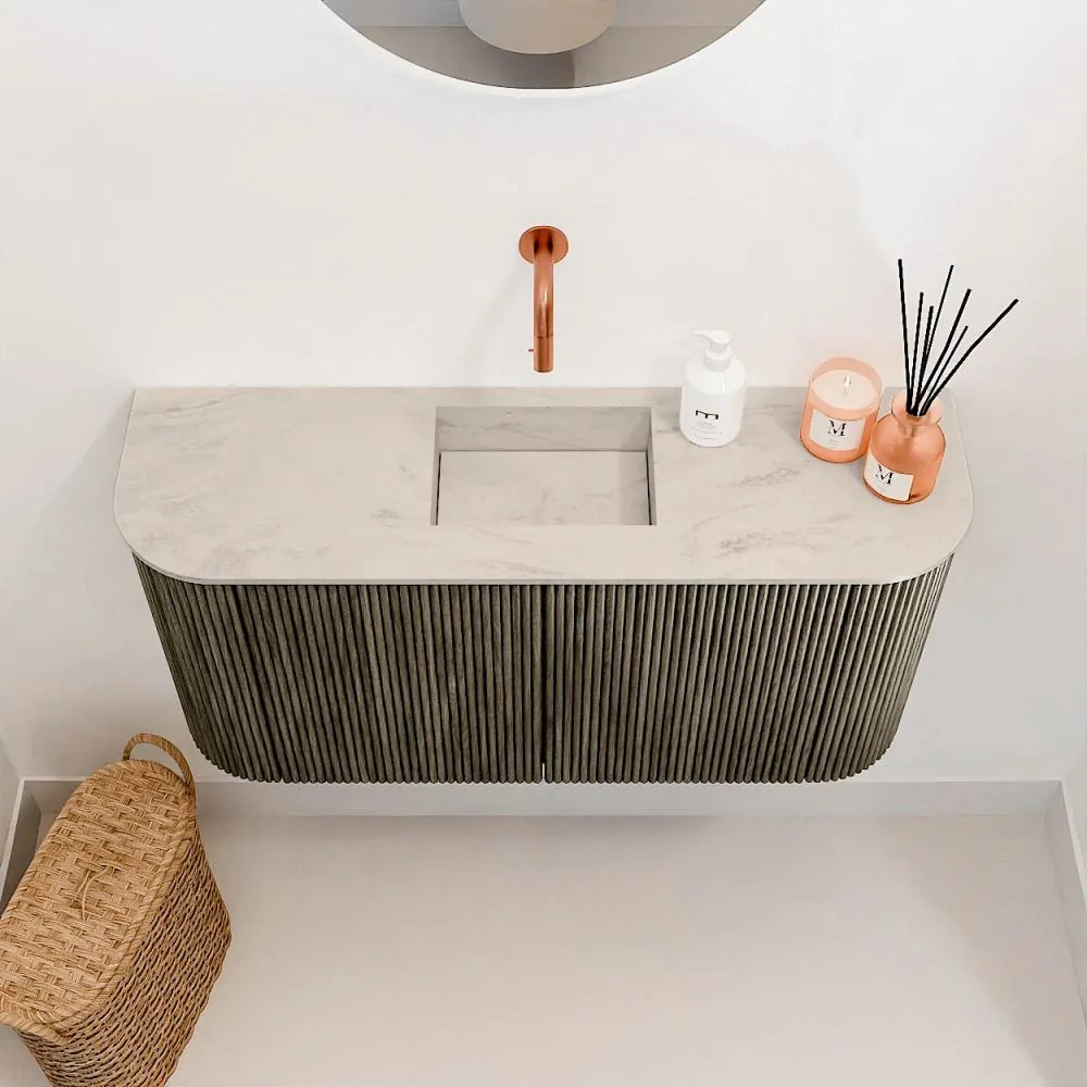 Mondiaz Joya DLux 85cm toiletmeubel ronding links/rechts shadow met wastafel faye midden zonder kraangat opalo