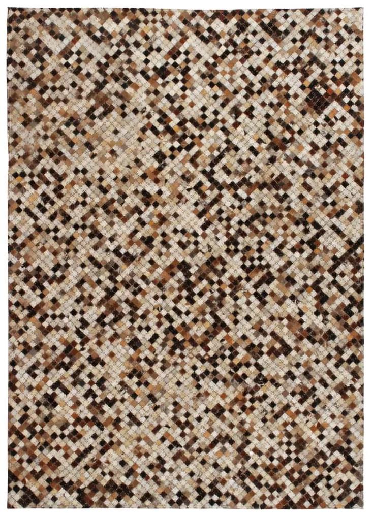 Medina Vloerkleed vierkant patchwork 160x230 cm echt leer bruin/wit