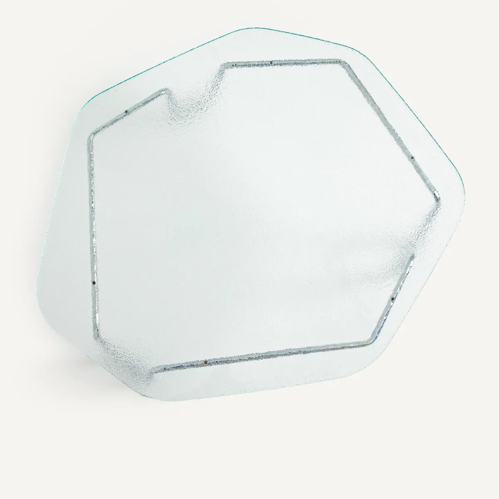 Salontafel van glas en ijzer, H33 cm, Oasis