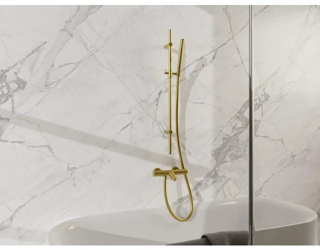 Fortifura Calvi Badkraan - met glijstangset - staafhanddouche - gladde doucheslang - geborsteld messing PVD (Goud) SW767490/SW720570/SW728176/SW720226