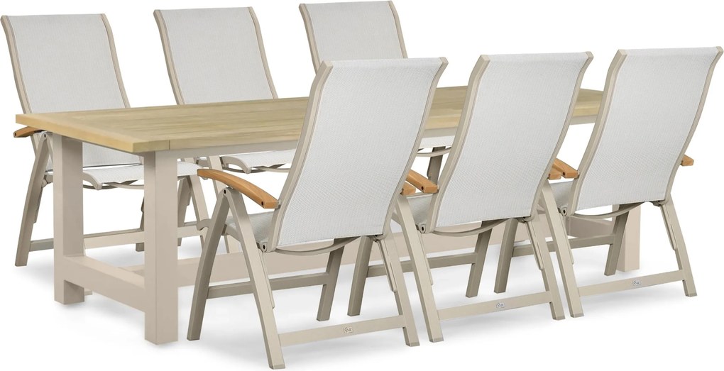 Tuinset 6 personen 260 cm Aluminium Taupe Presto Tarenta/San