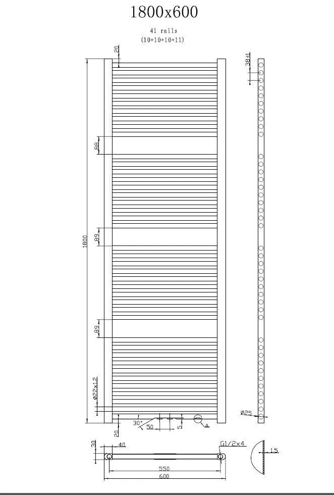 Best Design Zero badkamer radiator 180x60cm wit