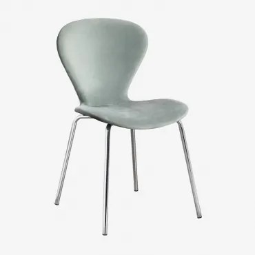 Stapelfauteuil In Fluweel Uit Celadon & Grijs – Chroom - Sklum
