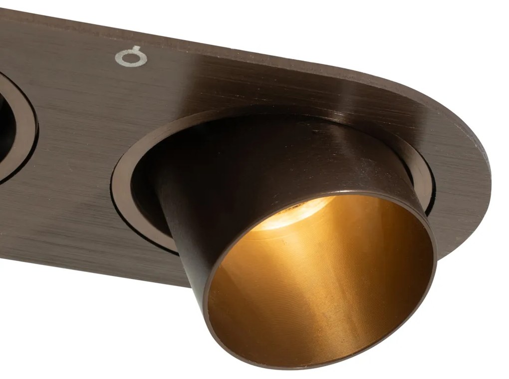 Set van 6 inbouwspots donkerbrons GU10 35mm kantelbaar 2-lichts - Installa Binnenverlichting Lamp