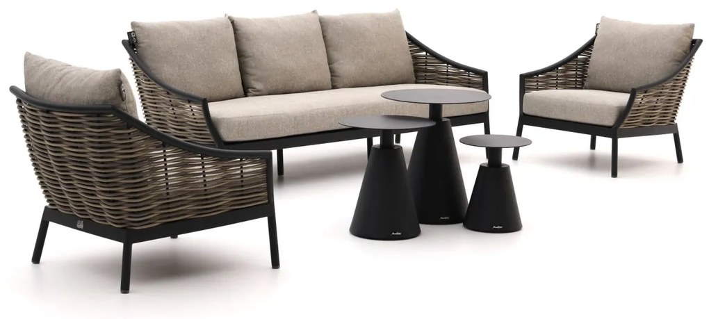 Stoel-bank loungeset Apple Bee | 5 personen | Loungeset Grijs/Beige/Zwart | Aluminium | Kees Smit Tuinmeubelen