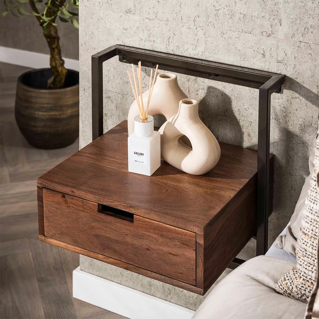 Hangend Nachtkastje Hout Donker - 44x35x45cm.