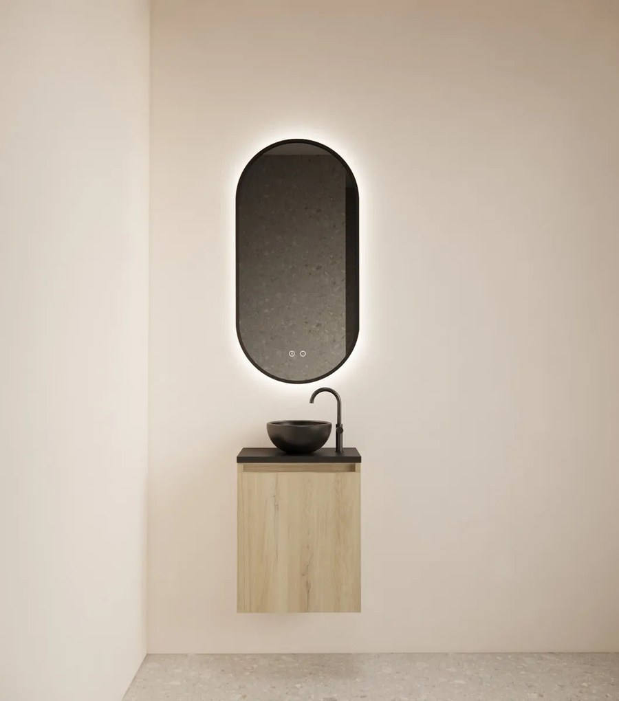 Gliss Design Echo toiletmeubel 40cm evoke eiken met toppaneel zwart mat