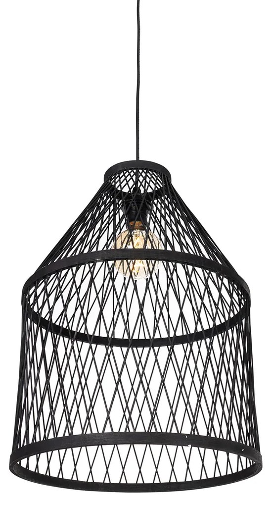 Smart buiten hanglamp met dimmer zwart rotan 3-lichts incl. 3 Wifi G95 - Calamus Landelijk E27 IP44 Buitenverlichting rond