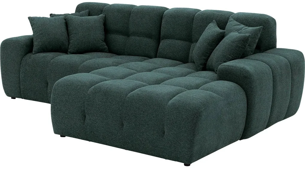 Goossens Excellent Bank Kubus - 30 X 30 Cm Stiksel blauw, stof, 1,5-zits, modern design met chaise longue rechts