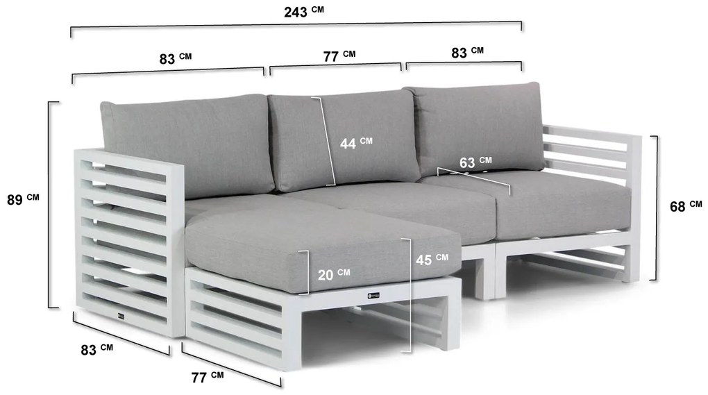 Chaise Loungeset 3 personen Aluminium Wit Santika Furniture Santika Jaya