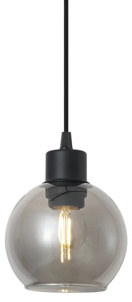 Moderne hanglamp zwart met smoke glas voor railsysteem 1-fase - Iconic Lava