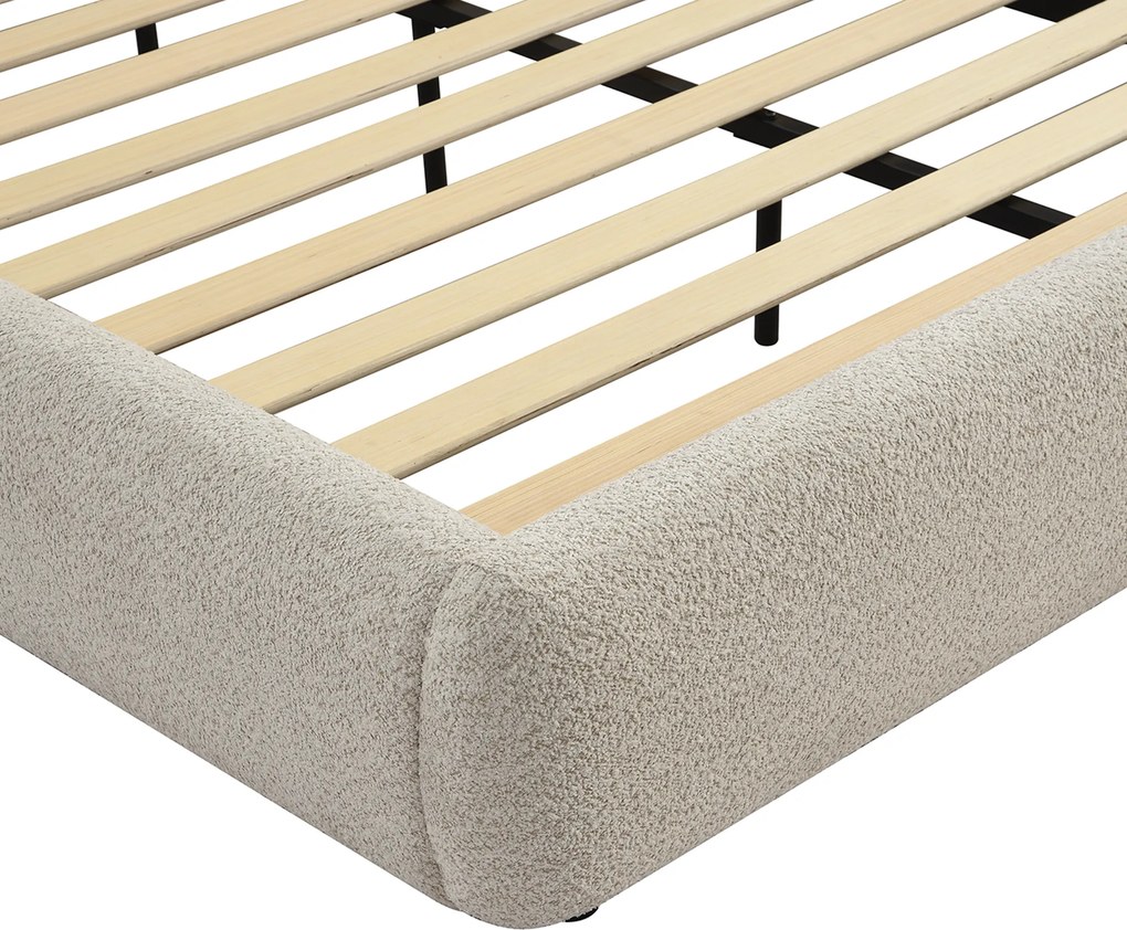 Gestoffeerd Bedframe Boucle Beige 160 X 200 Cm