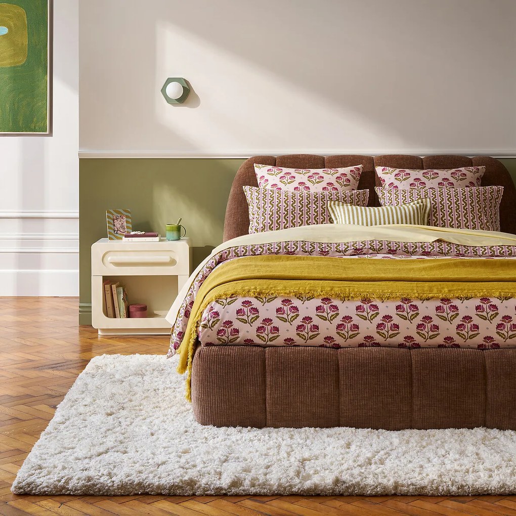 Kantha sprei, ikatprint en strepen, gewassen katoen, ASTANA