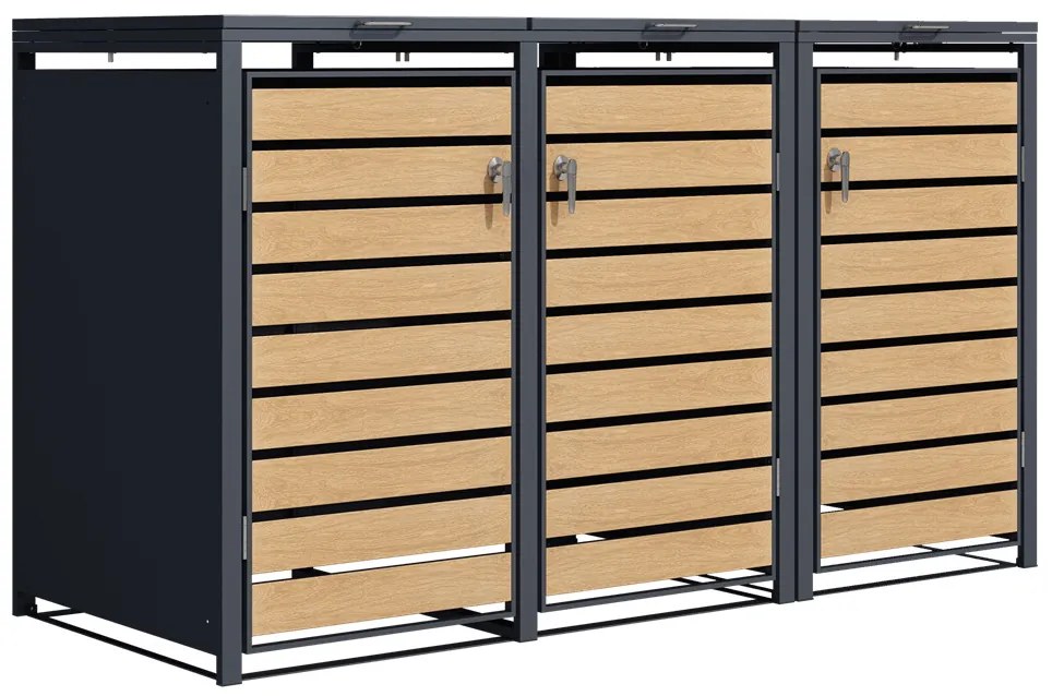 Omkasting voor 3 afvalbakken 120l of 240l Bremen CoverTech