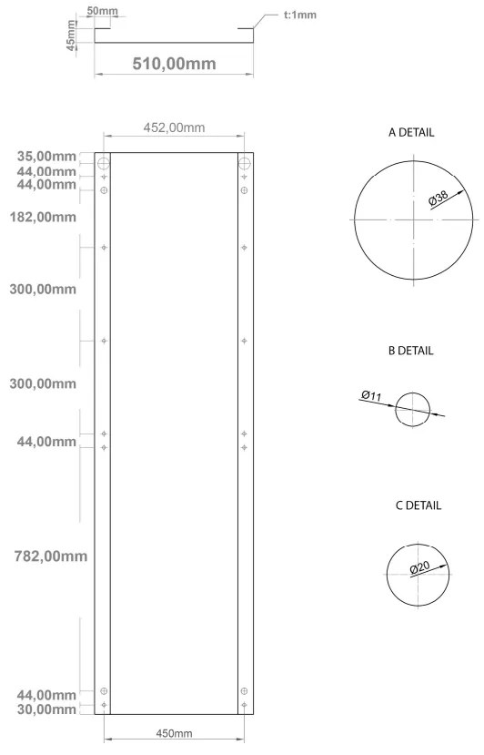 Eastbrook Wingrave paneelradiator 50x180cm antraciet 1054W