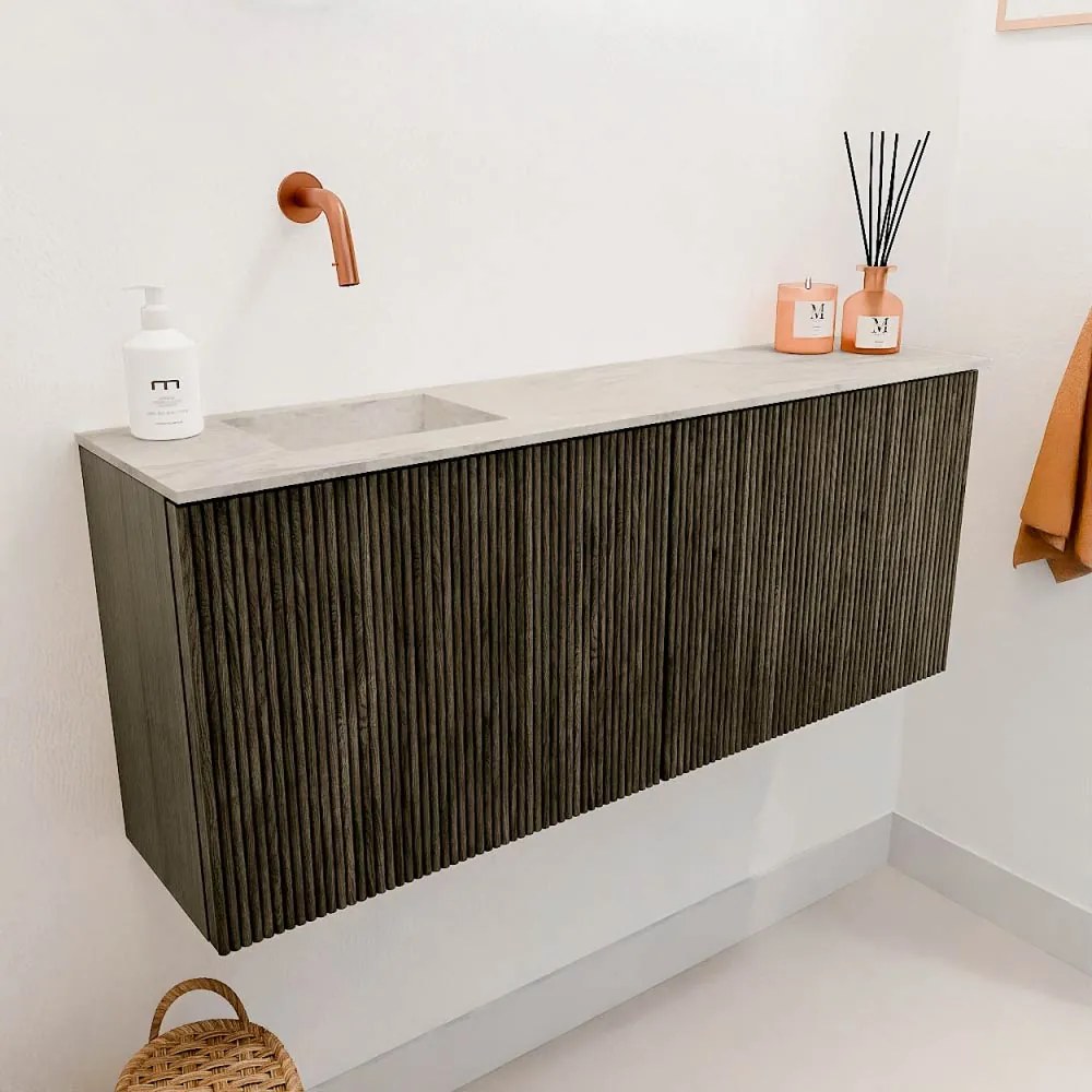 Mondiaz Joya DLux 100cm toiletmeubel shadow met wastafel faye links zonder kraangat ostra