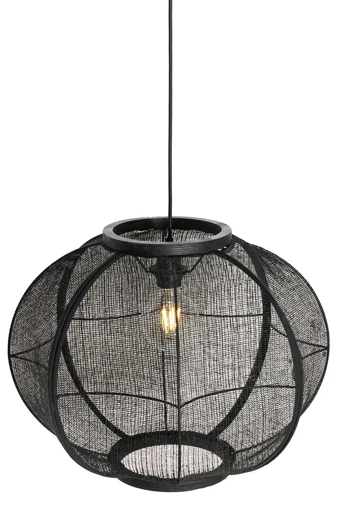 Oosterse hanglamp zwart stof 48 cm - Rob