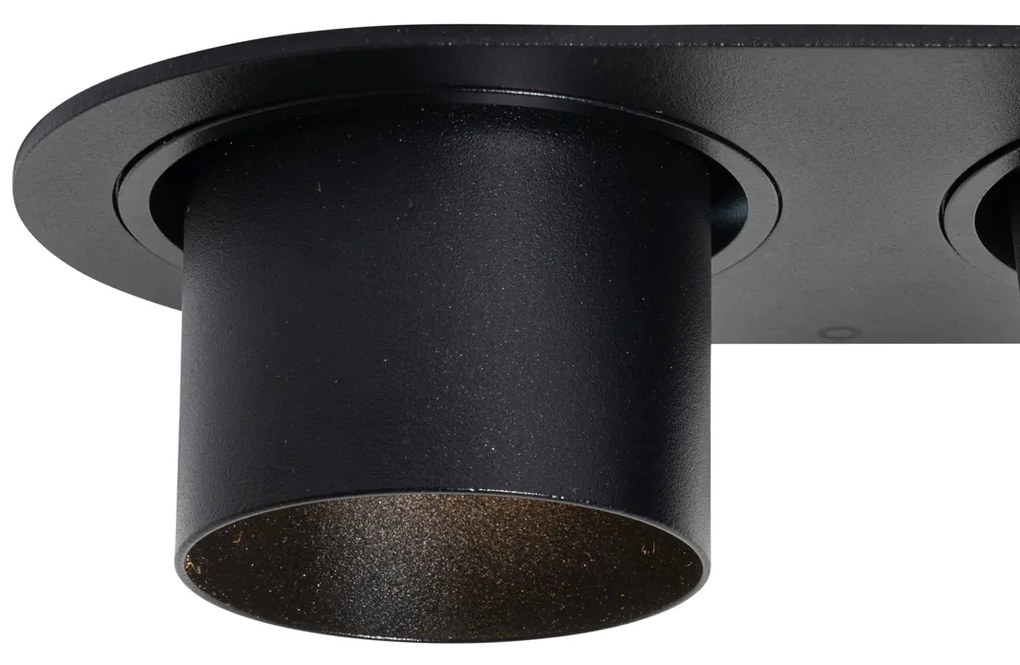 Afgeronde inbouwspot zwart GU10 50mm 2-lichts - Installa Modern GU10 Binnenverlichting Lamp