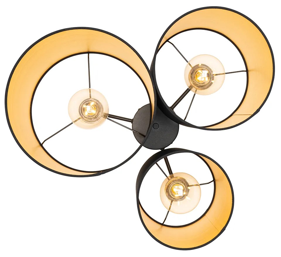 Plafondlamp zwart met gouden binnenkant 3-lichts - Multidrum
