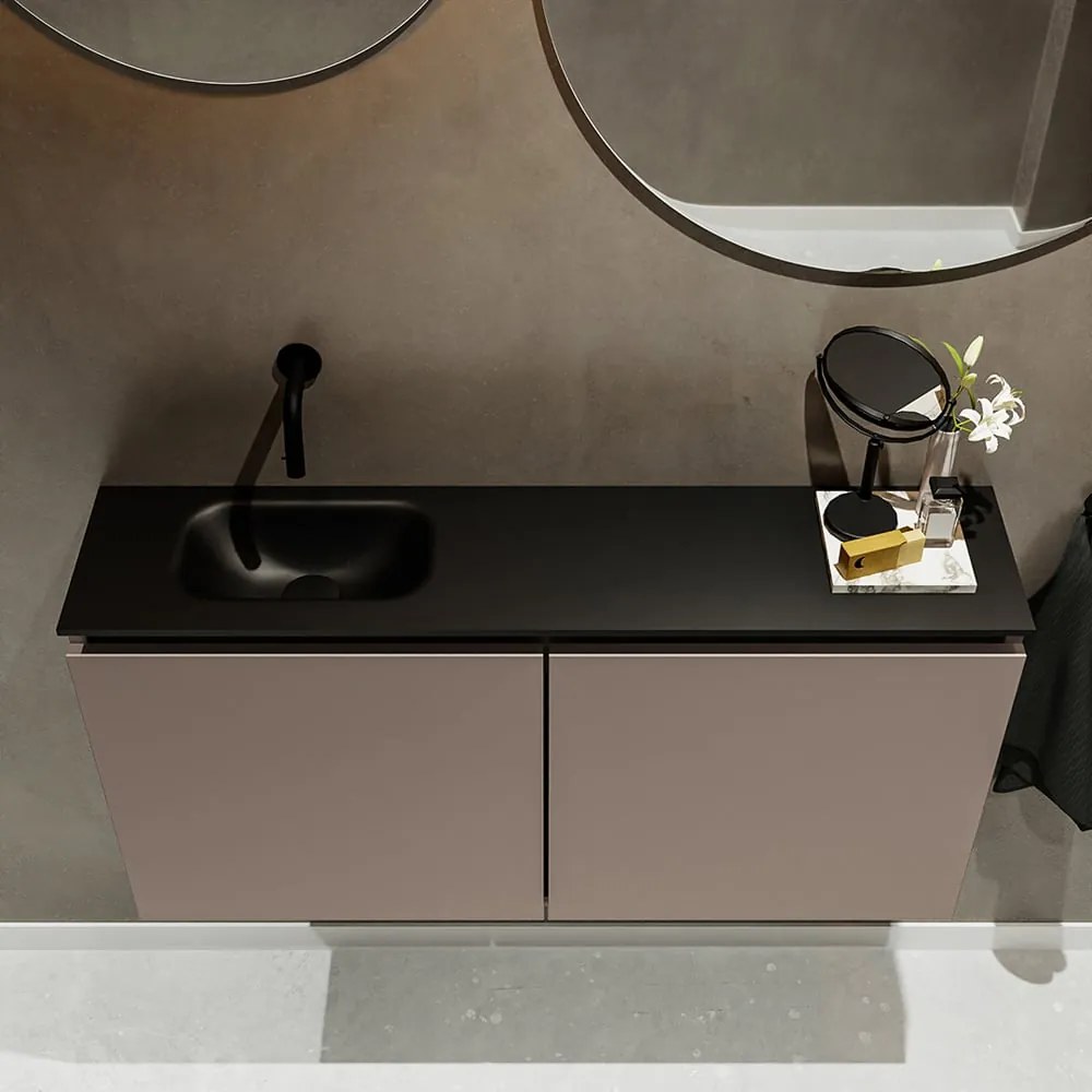 Mondiaz Ture 100cm toiletmeubel smoke met wastafel urban links geen kraangat