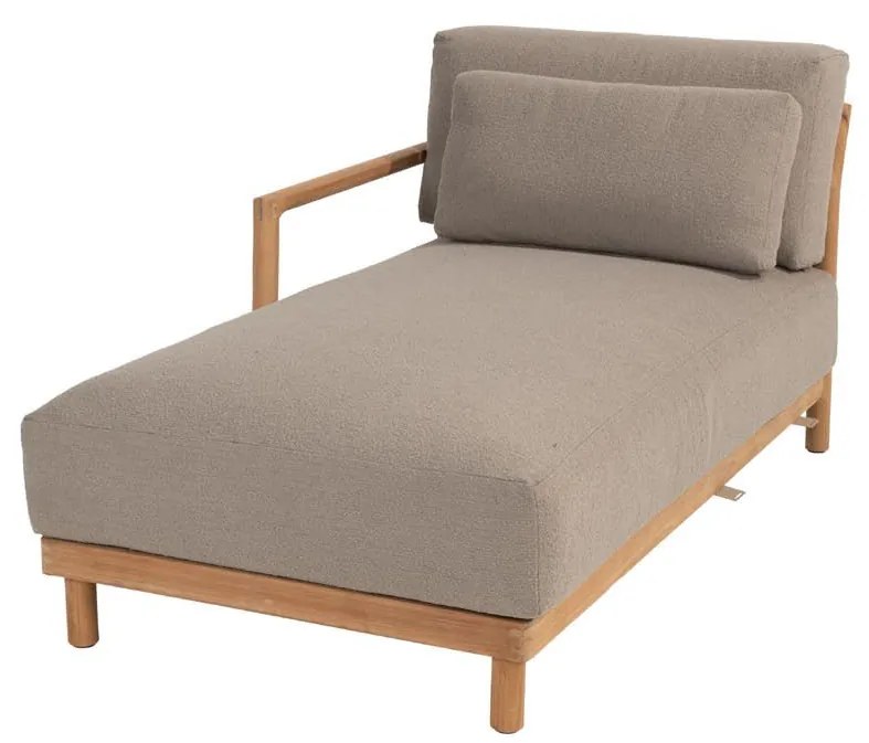 4 Seasons Outdoor Marie chaise loungeset teak met loungestoel en Finn tafels  Loungeset    taupe weerbestendig