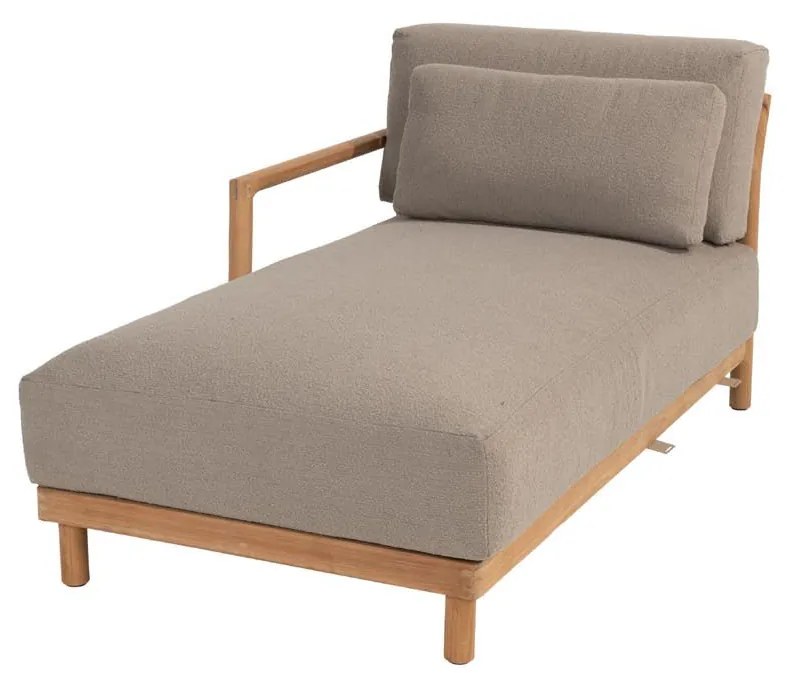 4 Seasons Outdoor Marie chaise loungeset teak met loungestoel en Finn tafels SALE Loungeset taupe weerbestendig