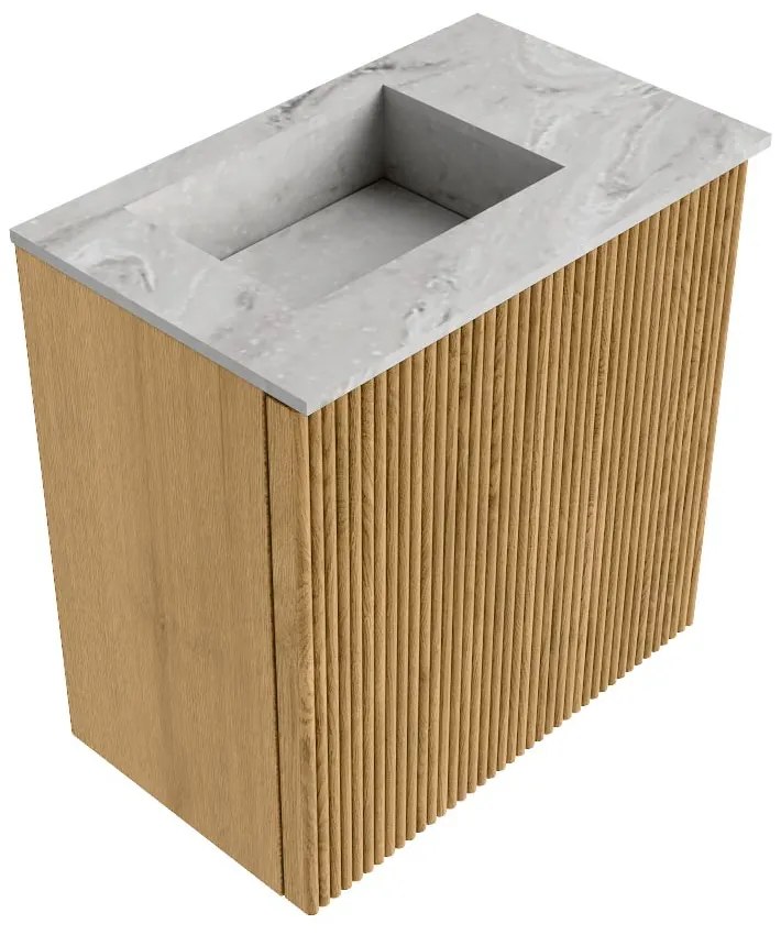 Mondiaz Joya DLux 40cm toiletmeubel oak met wastafel faye links 1 kraangat glace