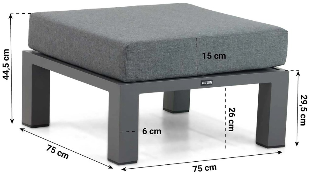 Hoek loungeset 6 personen Aluminium Grijs  Lifestyle Garden Furniture Luca