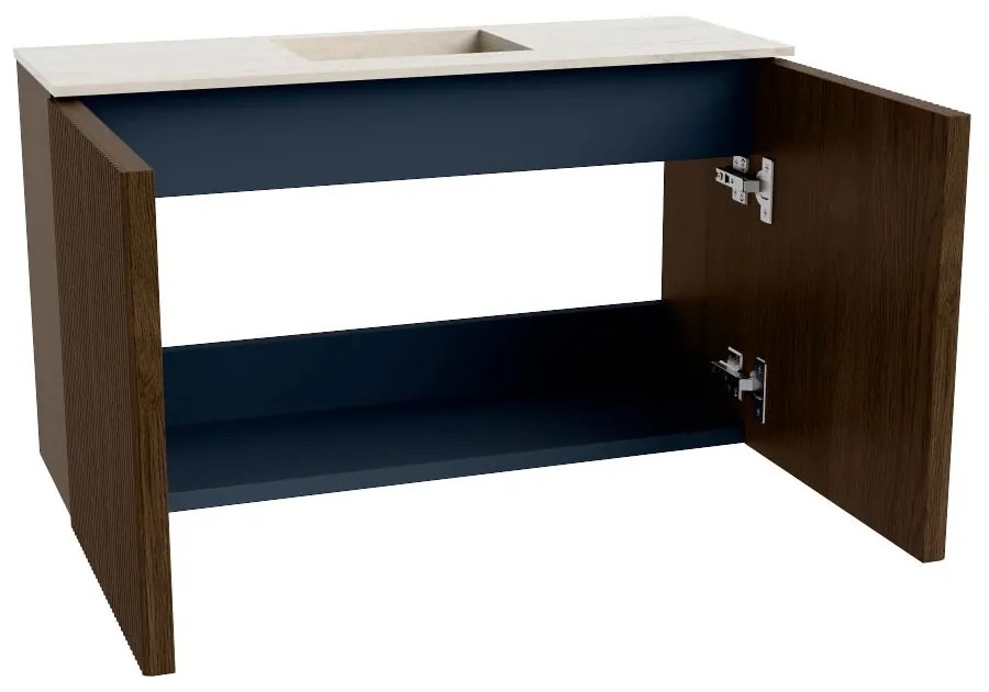 Mondiaz Joya DLux 70cm toiletmeubel walnut met wastafel faye midden 1 kraangat meli