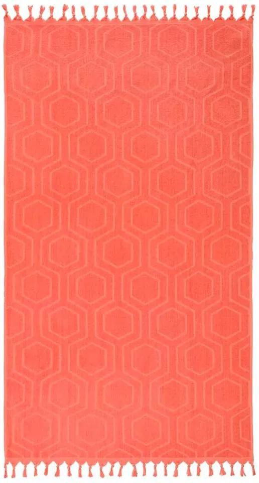 Badlaken Alanya - frisse koraalkleur - 90x170 cm - Leen Bakker