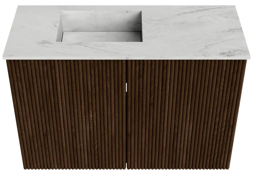 Mondiaz Joya DLux 60cm toiletmeubel walnut met wastafel faye links 1 kraangat opalo