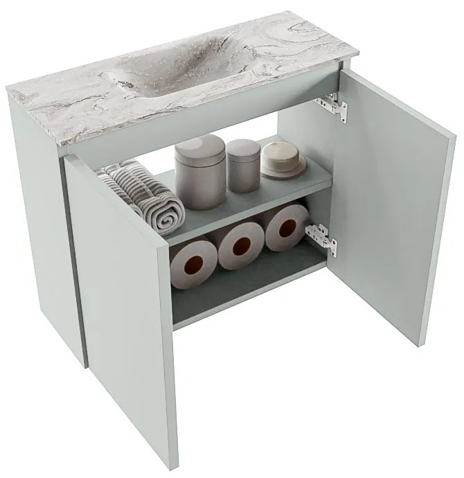 Mondiaz Ture DLux toiletmeubel 60cm greey met wastafel glace midden zonder kraangat