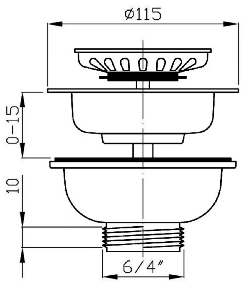 Bruckner afvoerputje RVS 6/4"