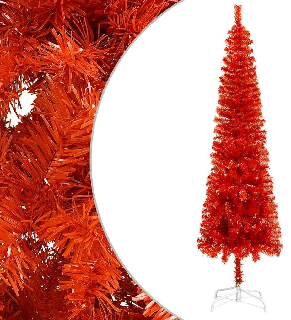 vidaXL Kerstboom met LED's en kerstballen smal 210 cm rood
