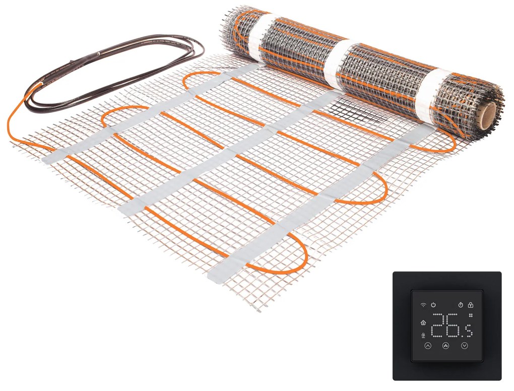 Saniclear Glow elektrische vloerverwarming 0.5m² met zwarte Wifi thermostaat