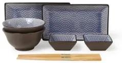 Tokyo Design Studio Glassy Blue Wave Design sushi serviesset 8-delig